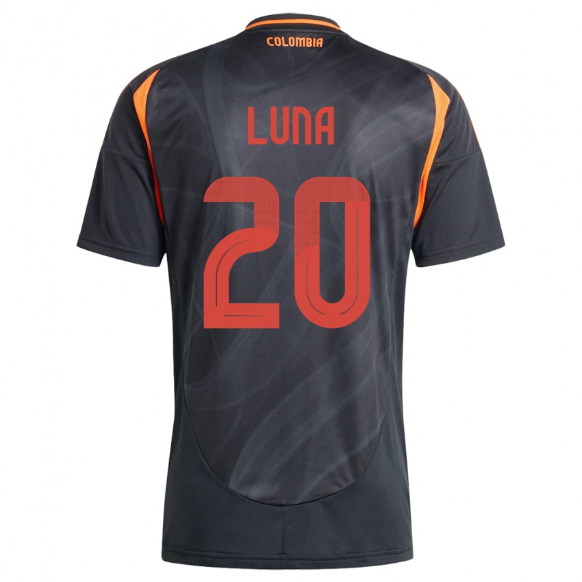 Kinder Kolumbien Daniel Luna #20 Schwarz Auswärtstrikot Trikot 24-26 T-Shirt Österreich