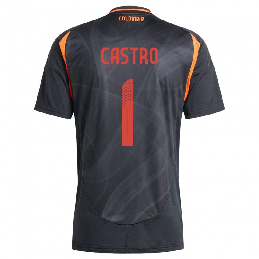 Kinder Kolumbien Danny Castro #1 Schwarz Auswärtstrikot Trikot 24-26 T-Shirt Österreich