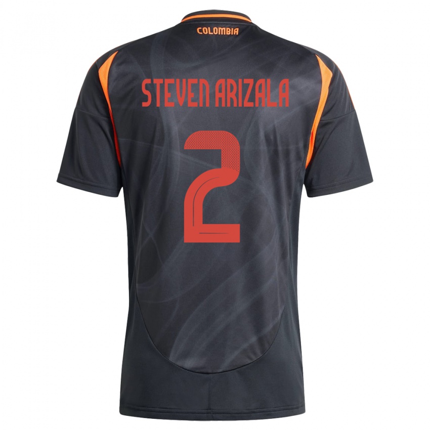 Kinder Kolumbien Elver Steven Arizala #2 Schwarz Auswärtstrikot Trikot 24-26 T-Shirt Österreich