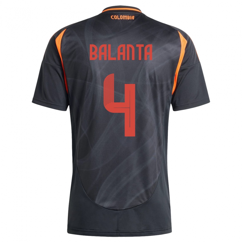 Kinder Kolumbien Marlon Balanta #4 Schwarz Auswärtstrikot Trikot 24-26 T-Shirt Österreich