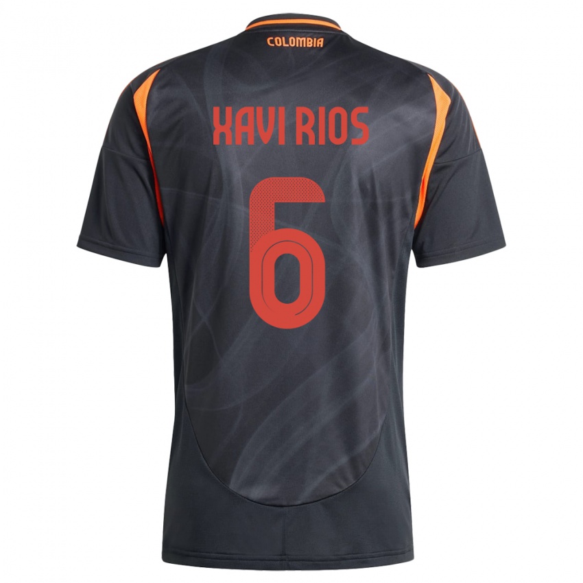 Kinder Kolumbien Xavi Ríos #6 Schwarz Auswärtstrikot Trikot 24-26 T-Shirt Österreich