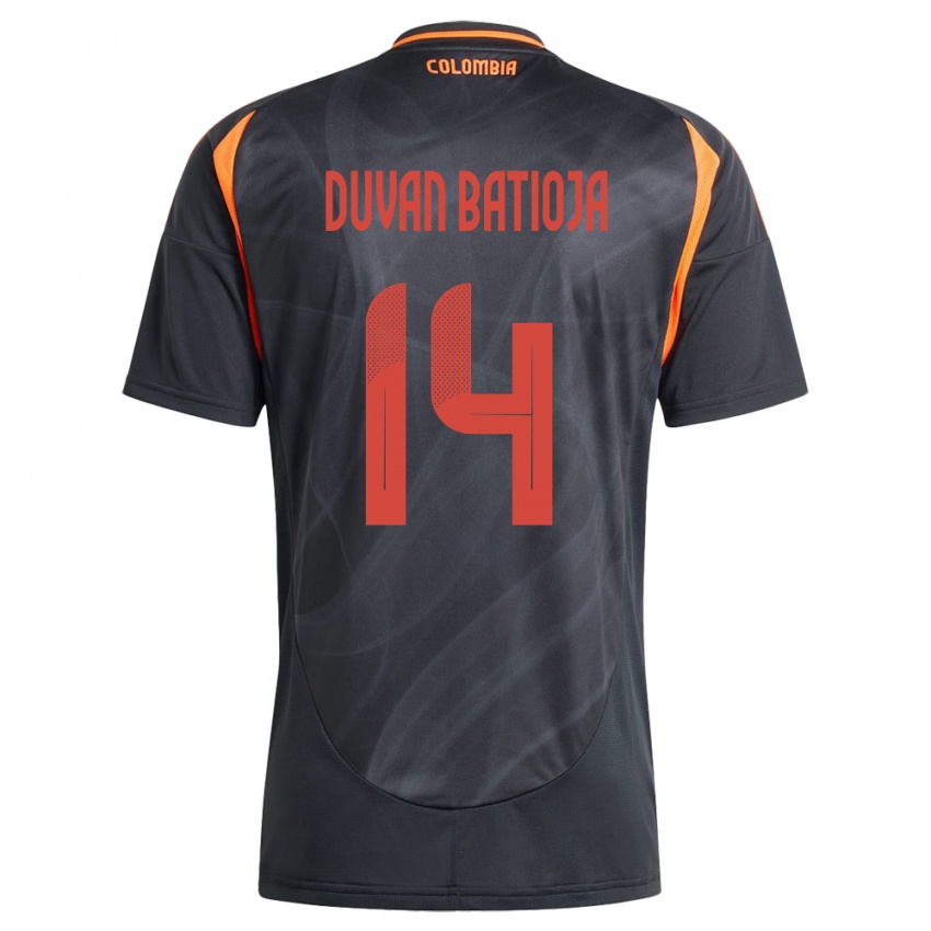 Kinder Kolumbien Andy Duván Batioja #14 Schwarz Auswärtstrikot Trikot 24-26 T-Shirt Österreich