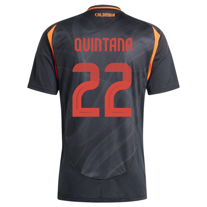 Kinder Kolumbien Breiner Quintana #22 Schwarz Auswärtstrikot Trikot 24-26 T-Shirt Österreich