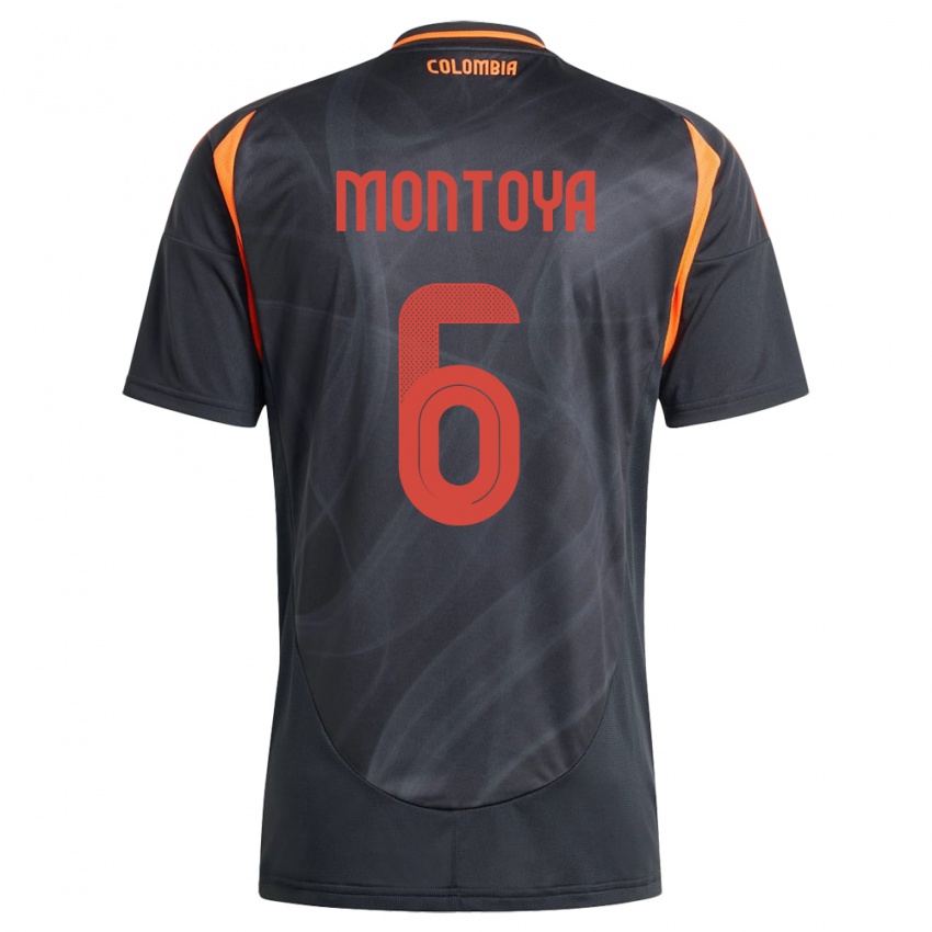 Kinder Kolumbien Daniela Montoya #6 Schwarz Auswärtstrikot Trikot 24-26 T-Shirt Österreich