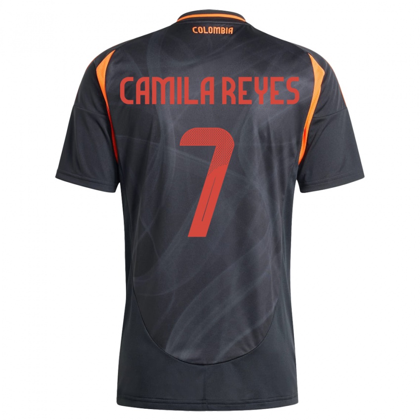 Kinder Kolumbien María Camila Reyes #7 Schwarz Auswärtstrikot Trikot 24-26 T-Shirt Österreich