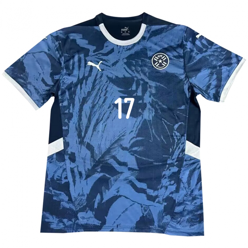 Kinder Paraguay Fernando Leguizamón #17 Blau Auswärtstrikot Trikot 24-26 T-Shirt Österreich