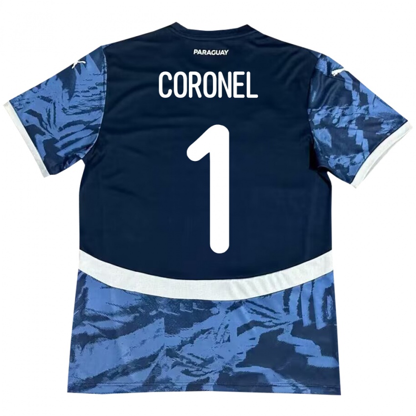 Kinder Paraguay Carlos Coronel #1 Blau Auswärtstrikot Trikot 24-26 T-Shirt Österreich