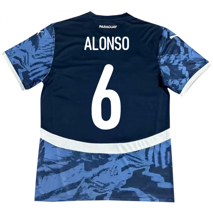 Kinder Paraguay Júnior Alonso #6 Blau Auswärtstrikot Trikot 24-26 T-Shirt Österreich