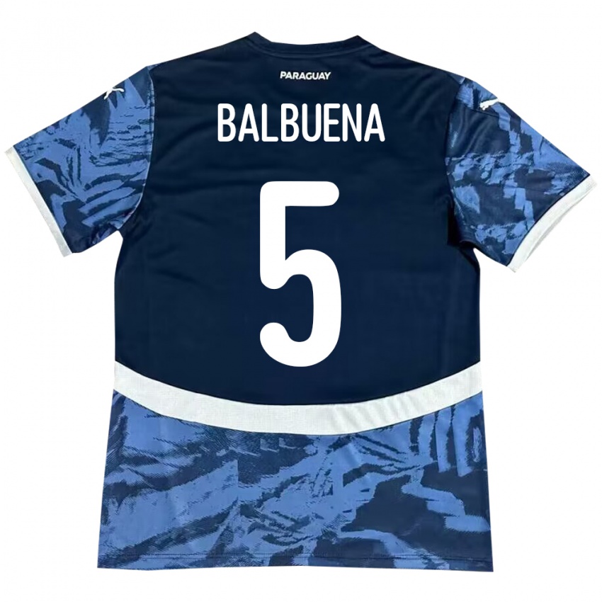 Kinder Paraguay Fabián Balbuena #5 Blau Auswärtstrikot Trikot 24-26 T-Shirt Österreich