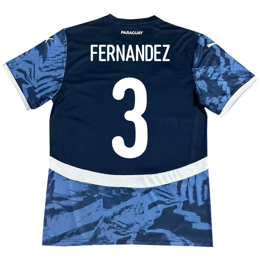 Kinder Paraguay Roberto Fernández #3 Blau Auswärtstrikot Trikot 24-26 T-Shirt Österreich