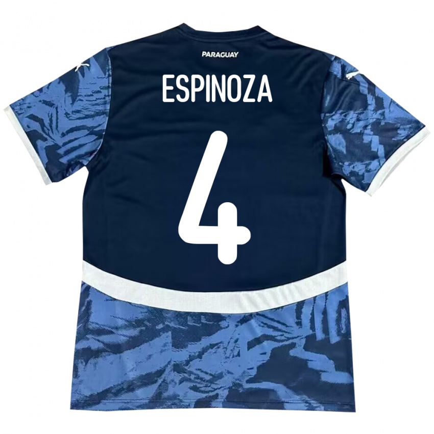 Kinder Paraguay Matías Espinoza #4 Blau Auswärtstrikot Trikot 24-26 T-Shirt Österreich