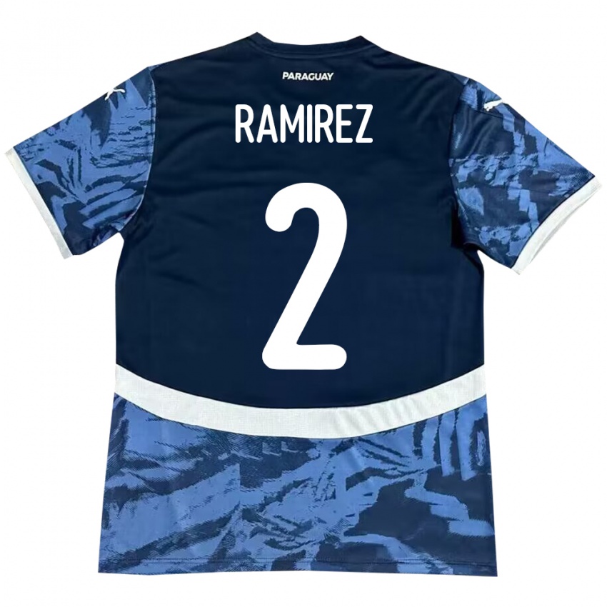 Kinder Paraguay Iván Ramírez #2 Blau Auswärtstrikot Trikot 24-26 T-Shirt Österreich