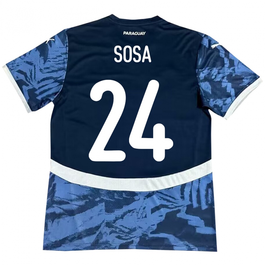 Kinder Paraguay Ramón Sosa #24 Blau Auswärtstrikot Trikot 24-26 T-Shirt Österreich