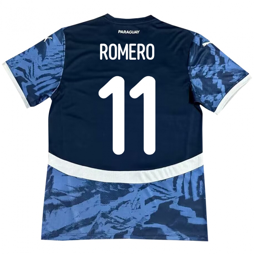 Kinder Paraguay Ángel Romero #11 Blau Auswärtstrikot Trikot 24-26 T-Shirt Österreich