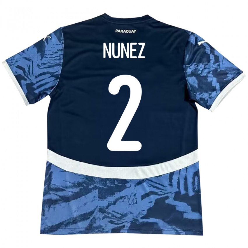 Kinder Paraguay Alan Núñez #2 Blau Auswärtstrikot Trikot 24-26 T-Shirt Österreich