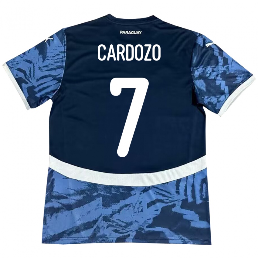 Kinder Paraguay Fernando Cardozo #7 Blau Auswärtstrikot Trikot 24-26 T-Shirt Österreich