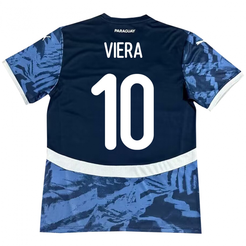 Kinder Paraguay Wílder Viera #10 Blau Auswärtstrikot Trikot 24-26 T-Shirt Österreich