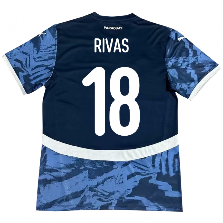 Kinder Paraguay Daniel Rivas #18 Blau Auswärtstrikot Trikot 24-26 T-Shirt Österreich