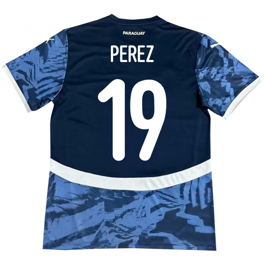 Kinder Paraguay Marcelo Pérez #19 Blau Auswärtstrikot Trikot 24-26 T-Shirt Österreich