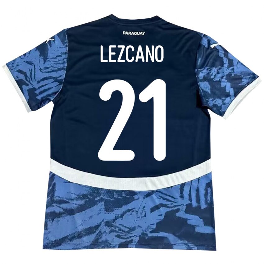 Kinder Paraguay Rubén Lezcano #21 Blau Auswärtstrikot Trikot 24-26 T-Shirt Österreich