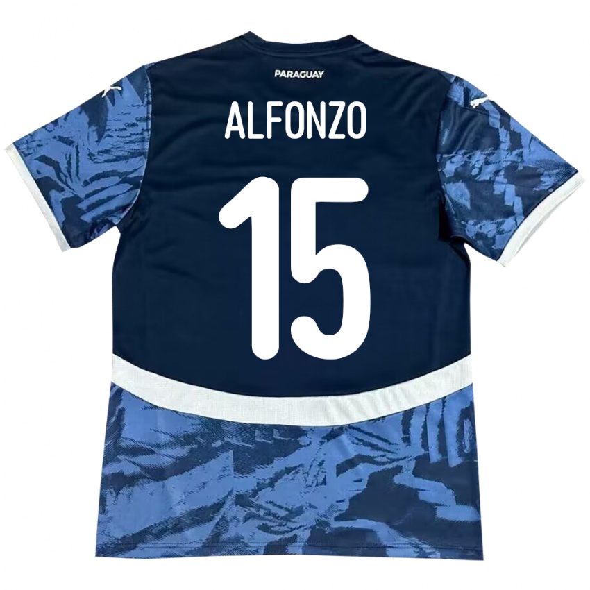 Kinder Paraguay Axel Alfonzo #15 Blau Auswärtstrikot Trikot 24-26 T-Shirt Österreich