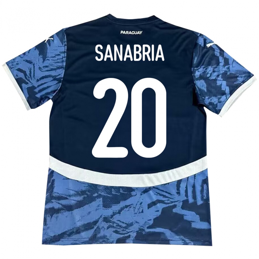 Kinder Paraguay Tobías Sanabria #20 Blau Auswärtstrikot Trikot 24-26 T-Shirt Österreich