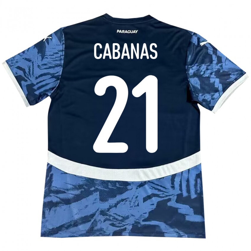 Kinder Paraguay Víctor Cabañas #21 Blau Auswärtstrikot Trikot 24-26 T-Shirt Österreich