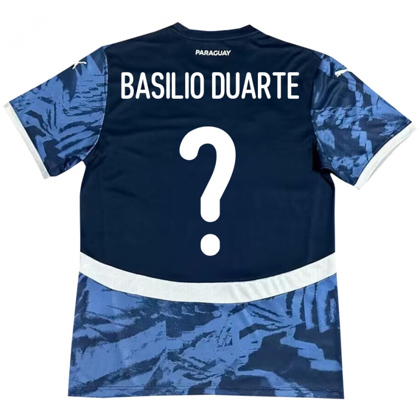 Kinder Paraguay Basilio Duarte #0 Blau Auswärtstrikot Trikot 24-26 T-Shirt Österreich