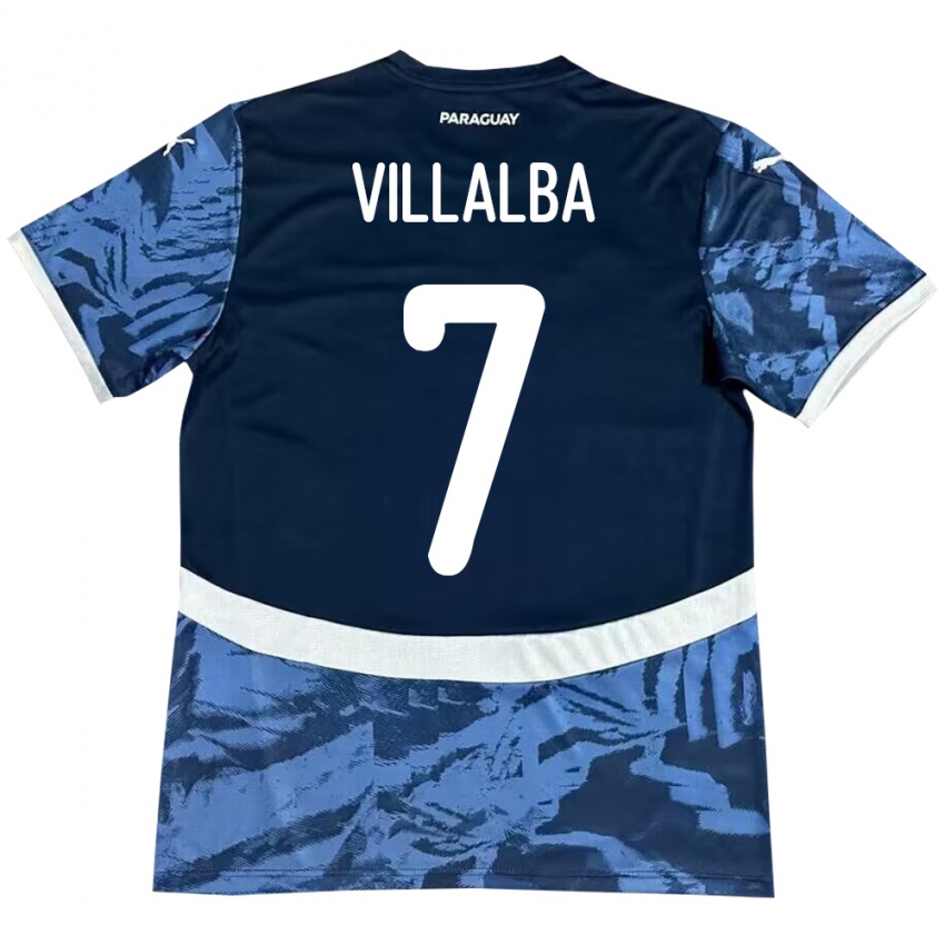 Kinder Paraguay Rodrigo Villalba #7 Blau Auswärtstrikot Trikot 24-26 T-Shirt Österreich