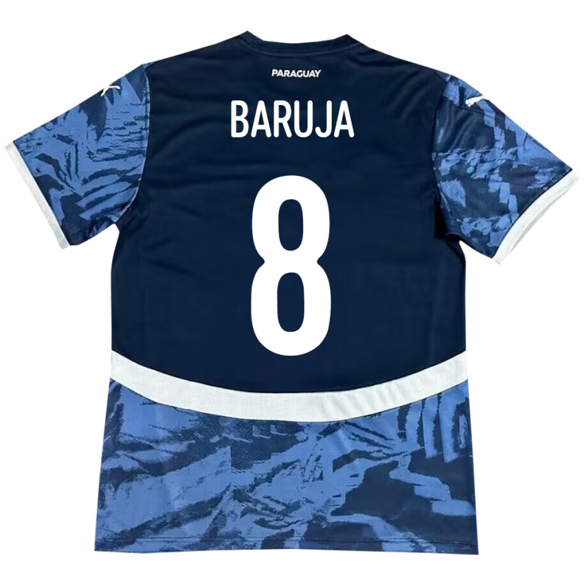 Kinder Paraguay Fabrizio Baruja #8 Blau Auswärtstrikot Trikot 24-26 T-Shirt Österreich