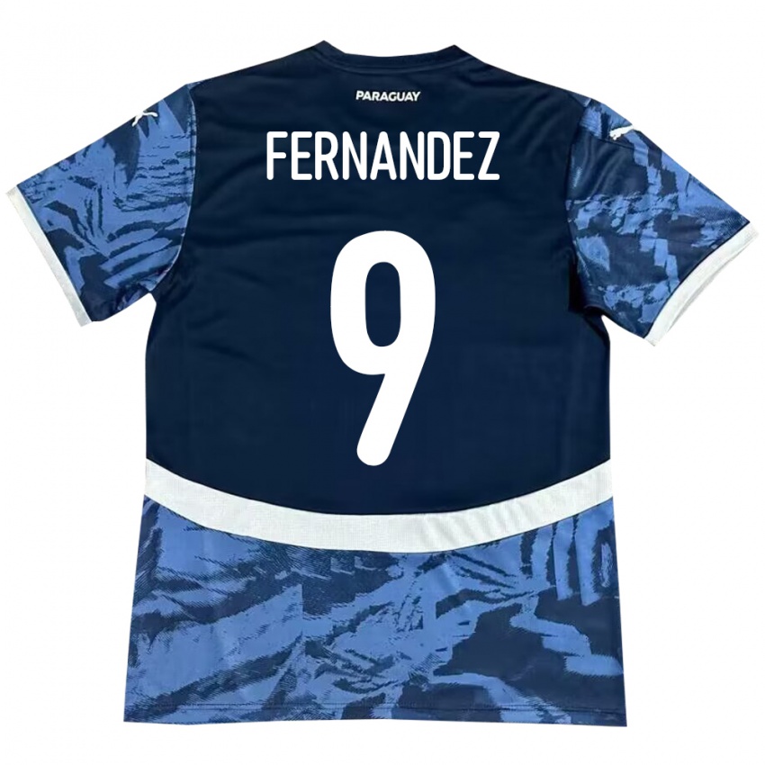 Kinder Paraguay David Fernández #9 Blau Auswärtstrikot Trikot 24-26 T-Shirt Österreich