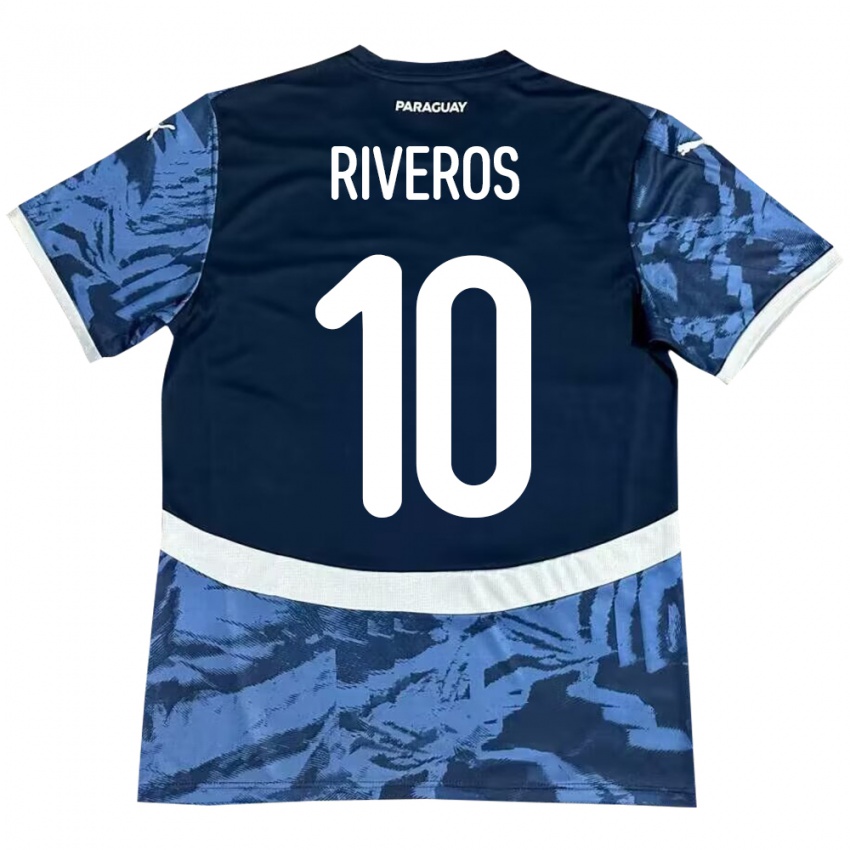 Kinder Paraguay Paulo Riveros #10 Blau Auswärtstrikot Trikot 24-26 T-Shirt Österreich