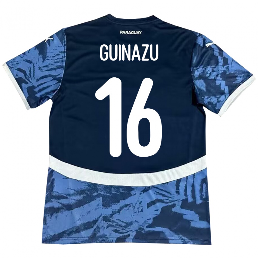 Kinder Paraguay Lucas Guiñazú #16 Blau Auswärtstrikot Trikot 24-26 T-Shirt Österreich