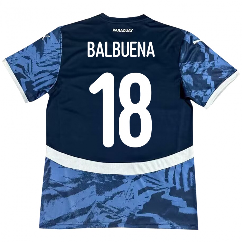 Kinder Paraguay Axel Balbuena #18 Blau Auswärtstrikot Trikot 24-26 T-Shirt Österreich