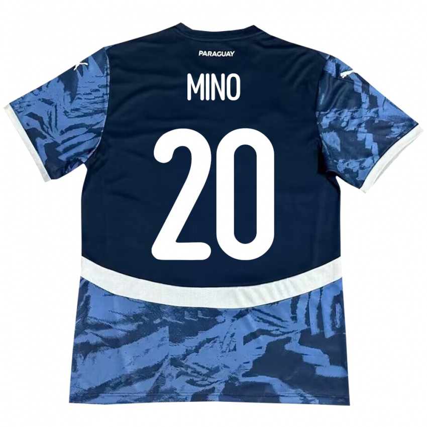 Kinder Paraguay César Miño #20 Blau Auswärtstrikot Trikot 24-26 T-Shirt Österreich