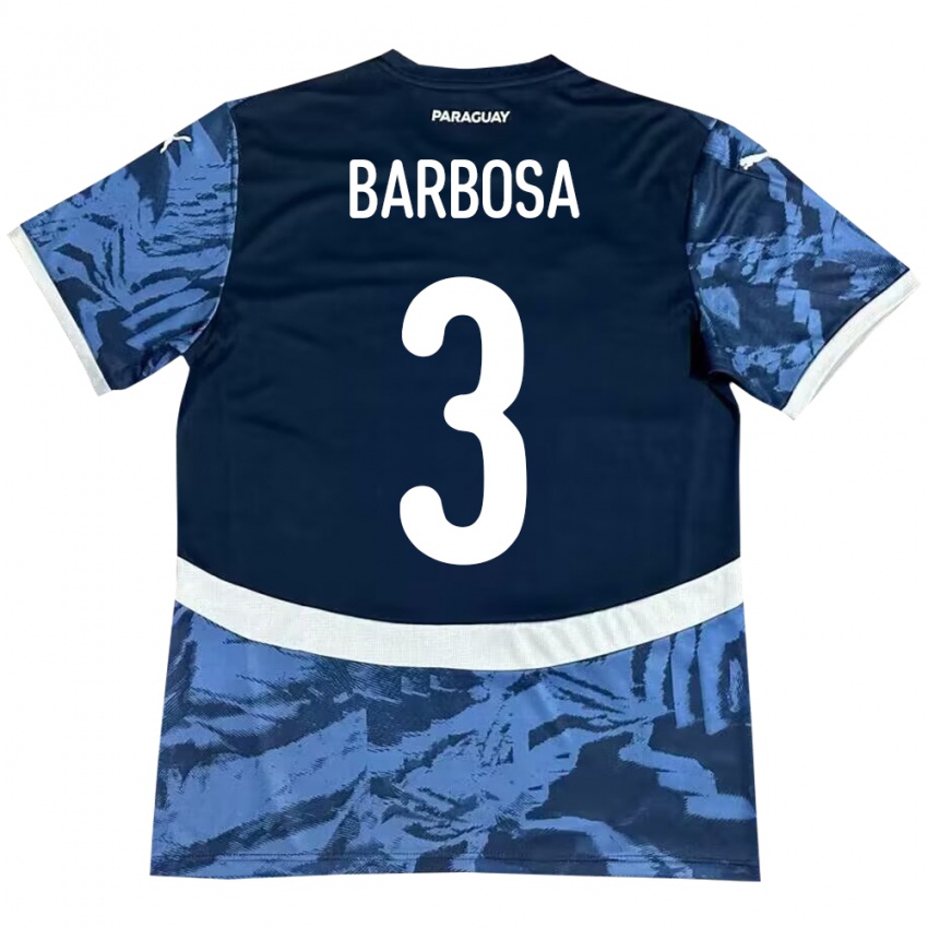 Kinder Paraguay Camila Barbosa #3 Blau Auswärtstrikot Trikot 24-26 T-Shirt Österreich