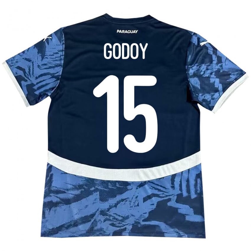 Kinder Paraguay Fanny Godoy #15 Blau Auswärtstrikot Trikot 24-26 T-Shirt Österreich