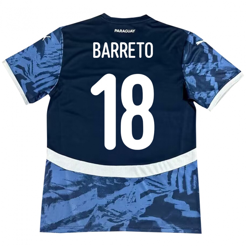 Kinder Paraguay Liz Barreto #18 Blau Auswärtstrikot Trikot 24-26 T-Shirt Österreich