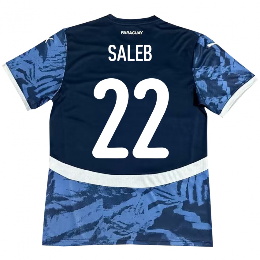 Kinder Paraguay Gloria Saleb #22 Blau Auswärtstrikot Trikot 24-26 T-Shirt Österreich