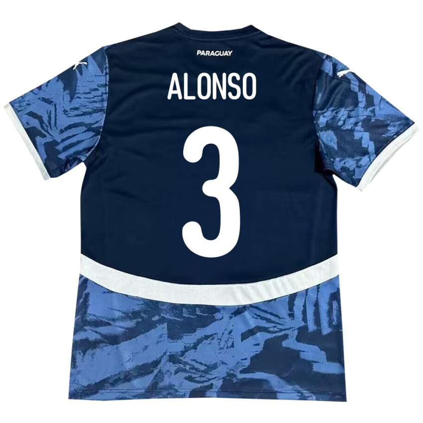 Kinder Paraguay Lorena Alonso #3 Blau Auswärtstrikot Trikot 24-26 T-Shirt Österreich