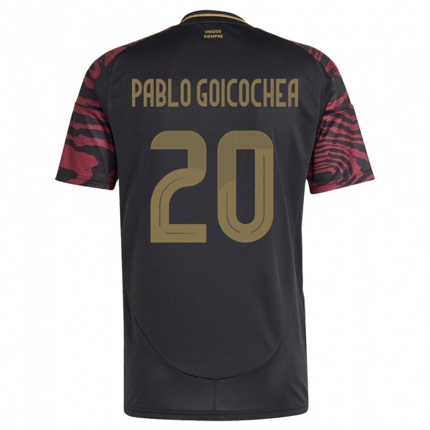 Kinder Peru Juan Pablo Goicochea #20 Schwarz Auswärtstrikot Trikot 24-26 T-Shirt Österreich