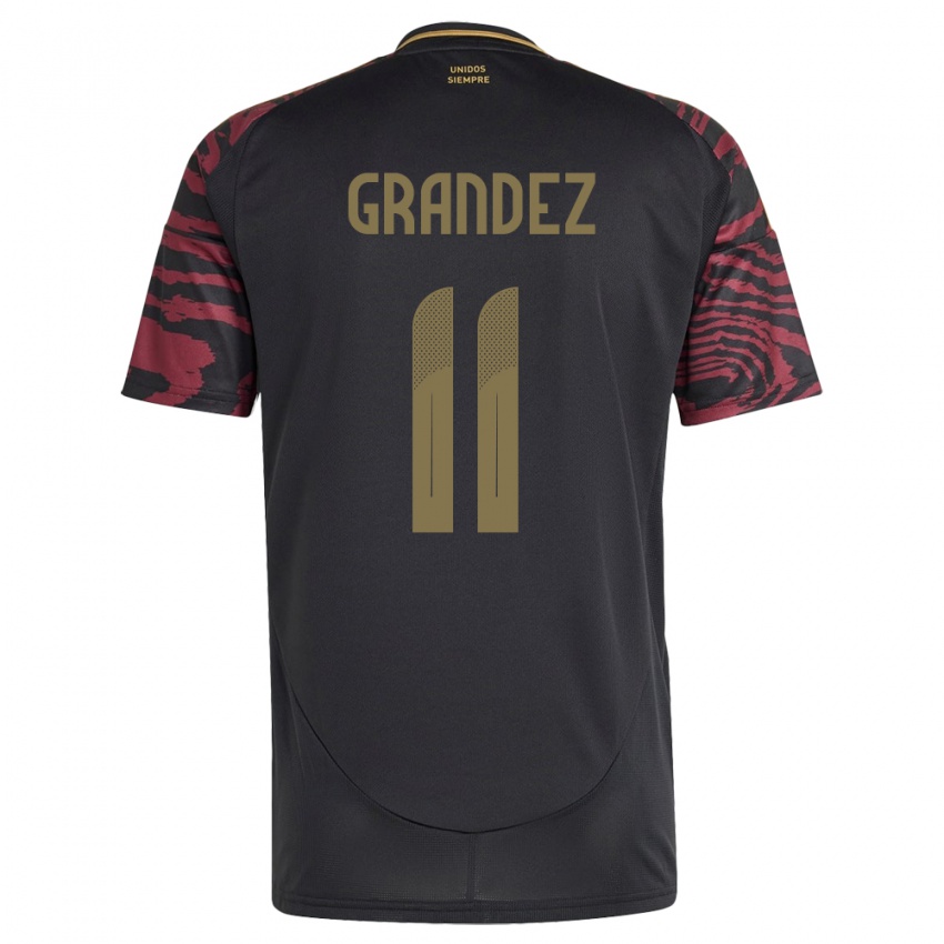 Kinder Peru Guillermo Grández #11 Schwarz Auswärtstrikot Trikot 24-26 T-Shirt Österreich