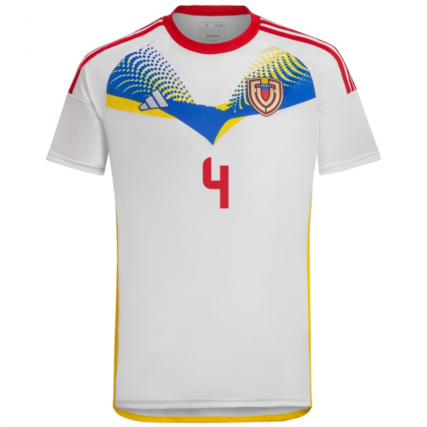 Kinder Venezuela Santiago Gómez #4 Weiß Auswärtstrikot Trikot 24-26 T-Shirt Österreich