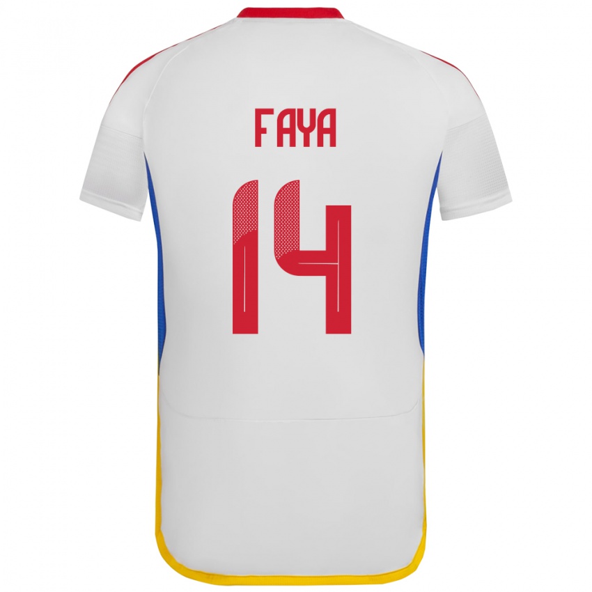 Kinder Venezuela Carlos Faya #14 Weiß Auswärtstrikot Trikot 24-26 T-Shirt Österreich
