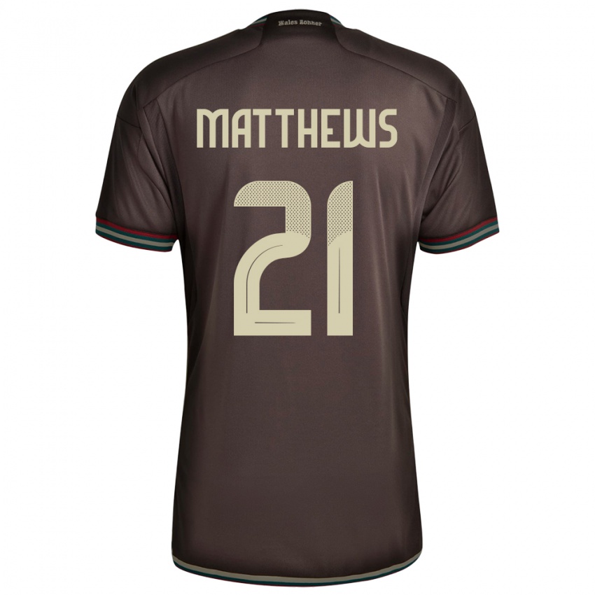 Kinder Jamaika Cheyna Matthews #21 Nachtbraun Auswärtstrikot Trikot 24-26 T-Shirt Österreich