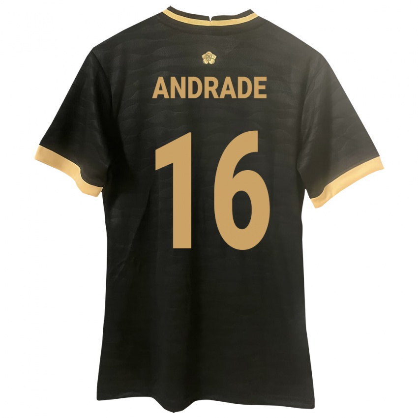 Kinder Panama Andrés Andrade #16 Schwarz Auswärtstrikot Trikot 24-26 T-Shirt Österreich