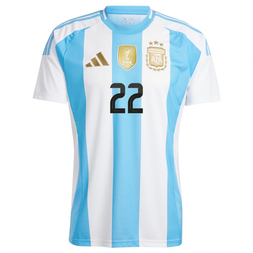 Herren Argentinien Lautaro Martinez #22 Weiß Blau Heimtrikot Trikot 24-26 T-Shirt Österreich