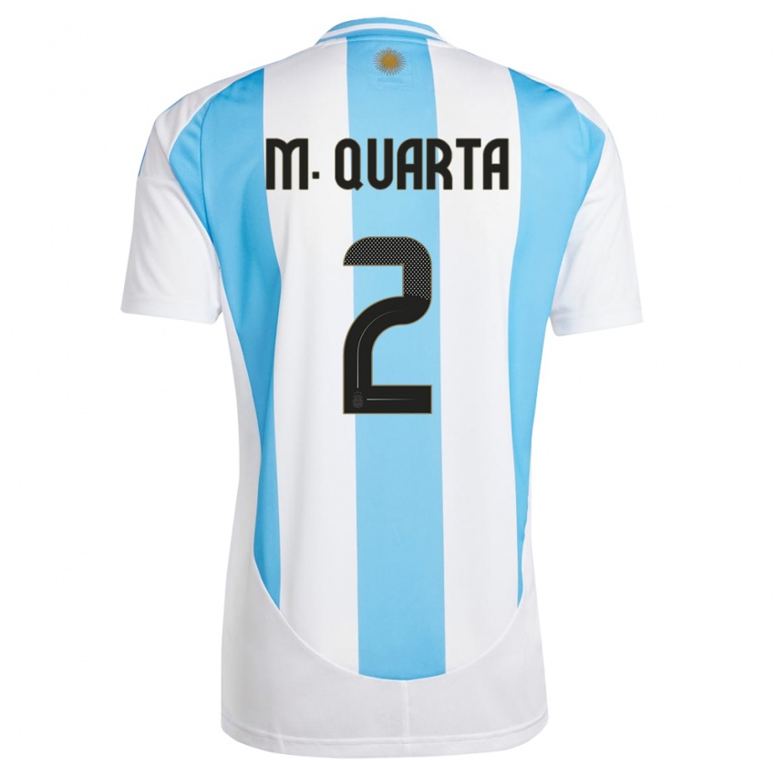 Herren Argentinien Lucas Martinez Quarta #2 Weiß Blau Heimtrikot Trikot 24-26 T-Shirt Österreich