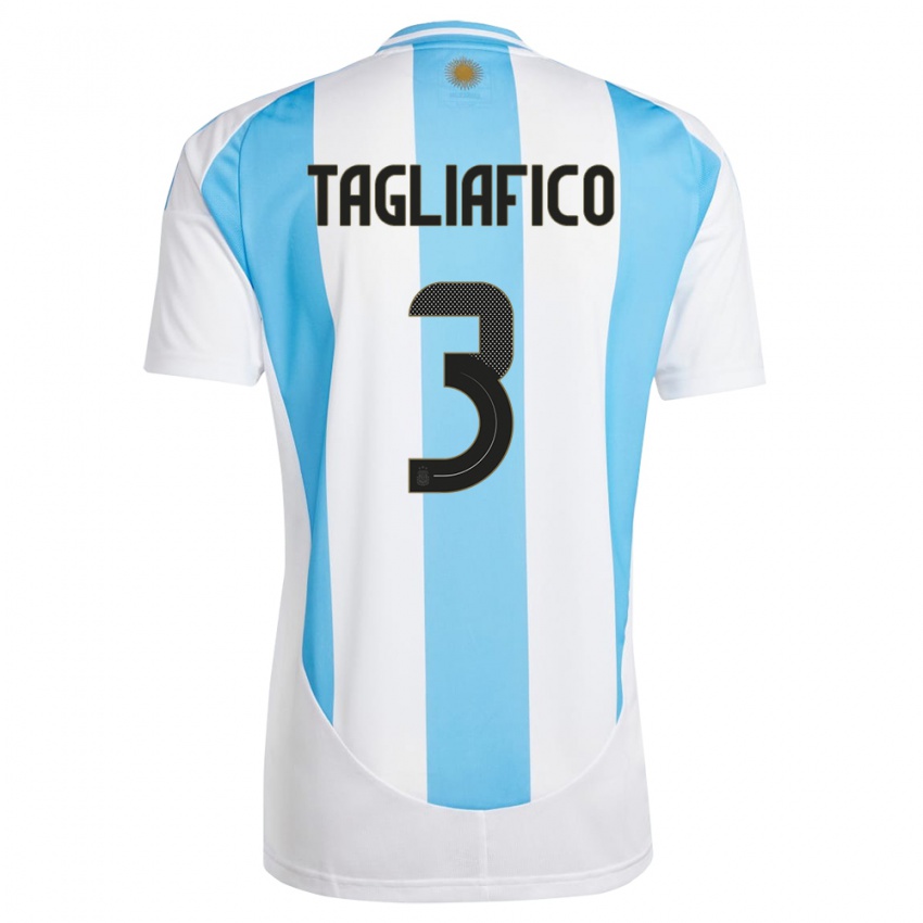 Herren Argentinien Nicolas Tagliafico #3 Weiß Blau Heimtrikot Trikot 24-26 T-Shirt Österreich