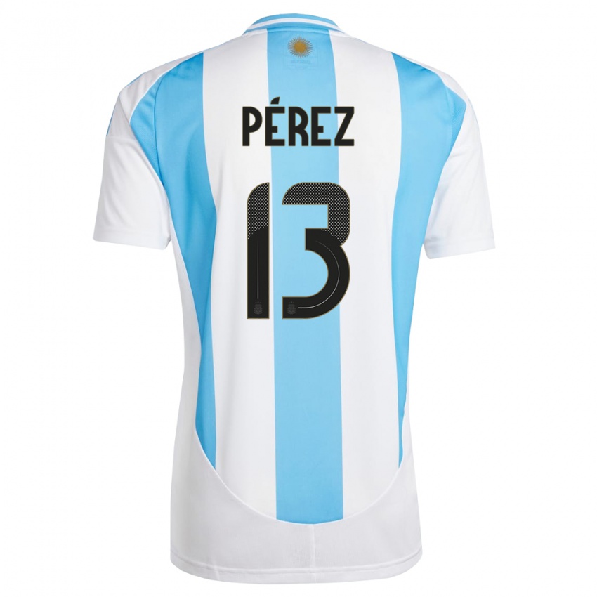 Herren Argentinien Nehuen Perez #13 Weiß Blau Heimtrikot Trikot 24-26 T-Shirt Österreich